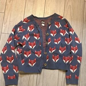 Tea Collection Kids Fox Print Cardigan - Red and Blue